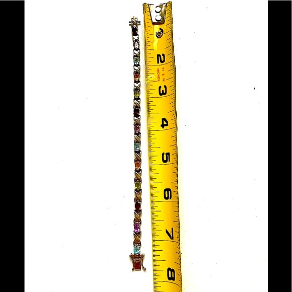 Sterling silver multi-gem stone bracelet 7” - Picture 8 of 13